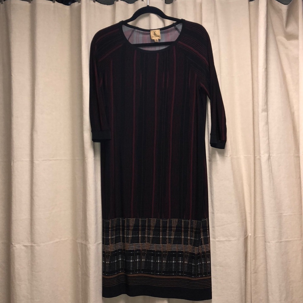 Red black tan white Kasper dress size medium
